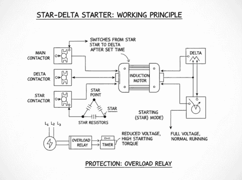 Automatic Star Delta Starter ka Working Principle