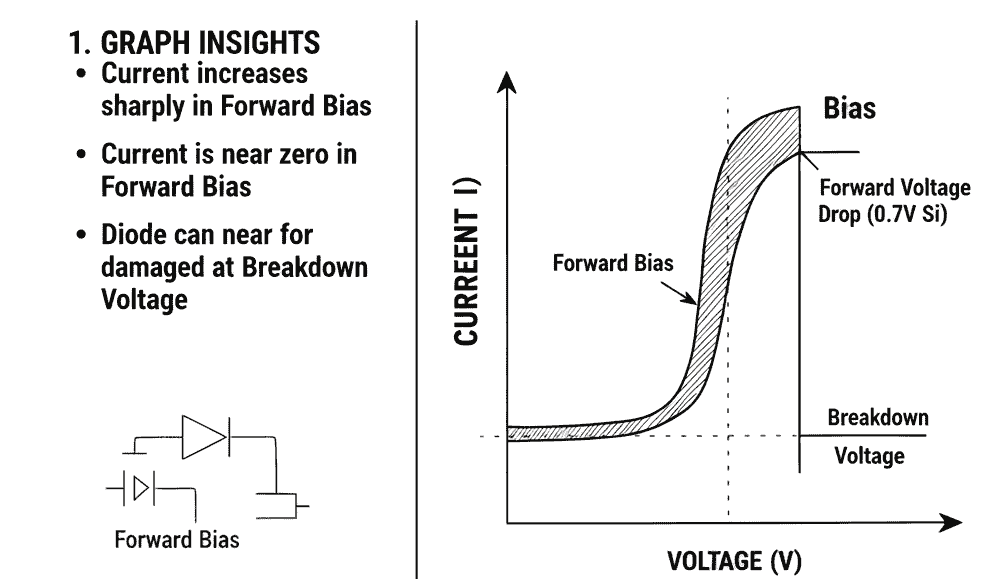 डायोड का V–I Characteristics (Graph)