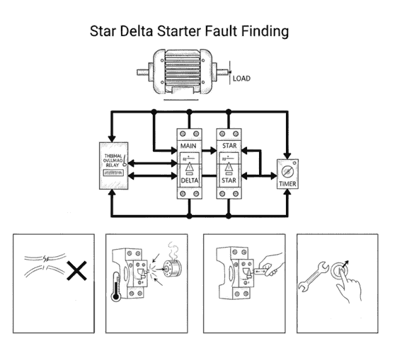 स्टार डेल्टा स्टार्टर की खराबी के कारण