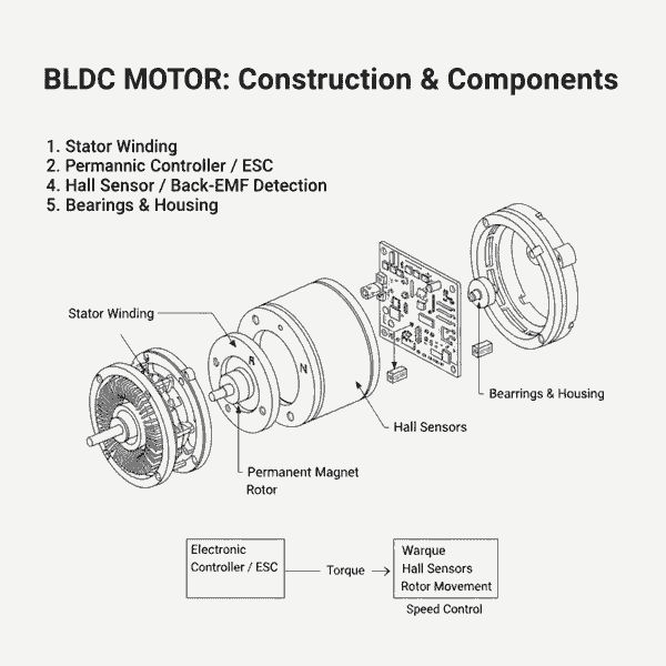 Construction & Components of a bldc motor (BLDC Motor Kya Hai)