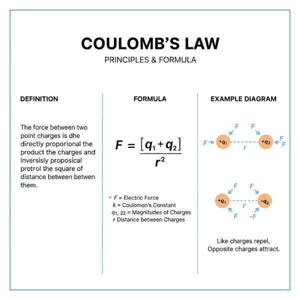 a image who explain what is Coulomb’s Law (कूलॉम का नियम क्या है)