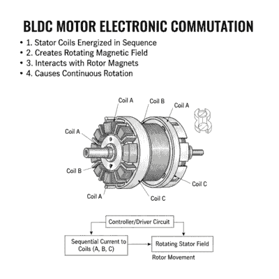Working Principle diagram Of BLDC Motor Electronic Commutation