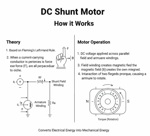 dc shunt motor working Principle diagram