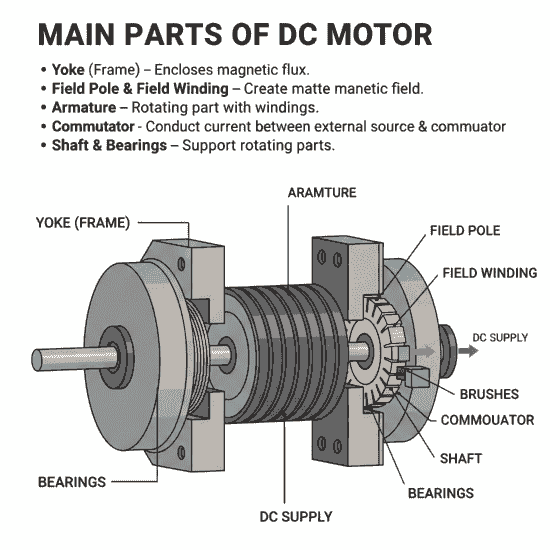 dc motor parts diagram (DC Motor Kya Hai)