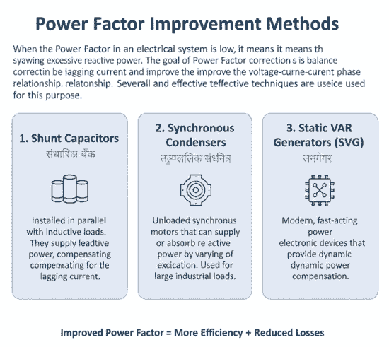 Power Factor Improvement Methods explain