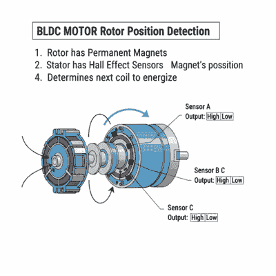 Working Principle diagram Of BLDC Motor (Rotor Position Detection)