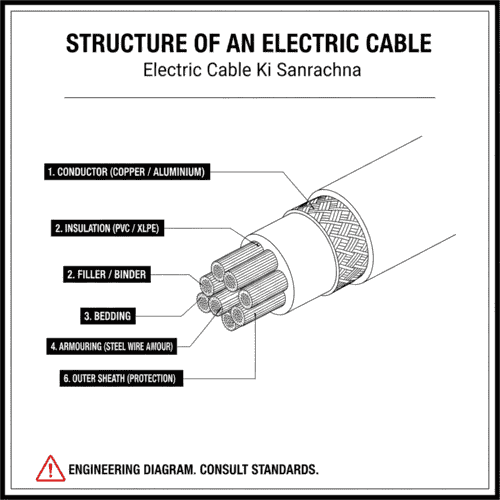 Structure of Electric Cable example (इलेक्ट्रिक केबल क्या है)