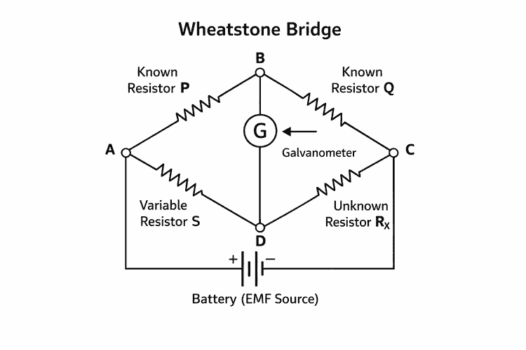 Structure of Wheatstone Bridge in Hindi