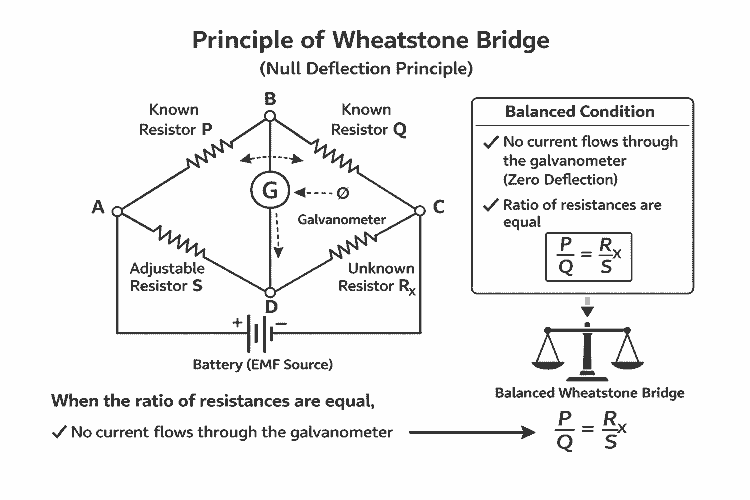 Wheatstone Bridge Principle explain diagram
