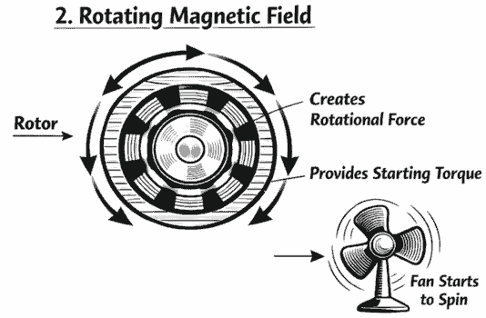 image of fan capacitor working Principle