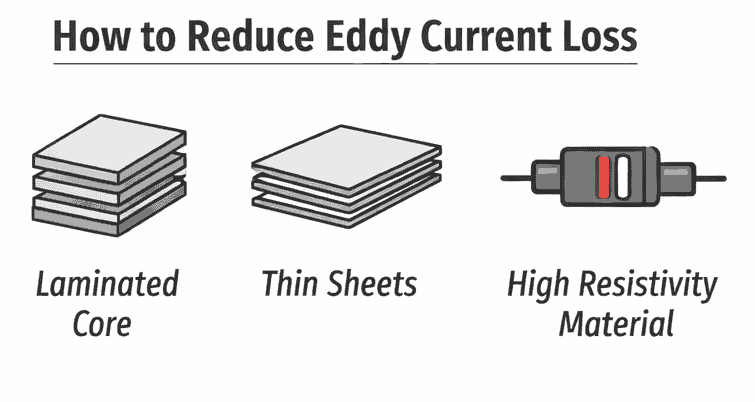 explain image of how to Reduce eddy current loss