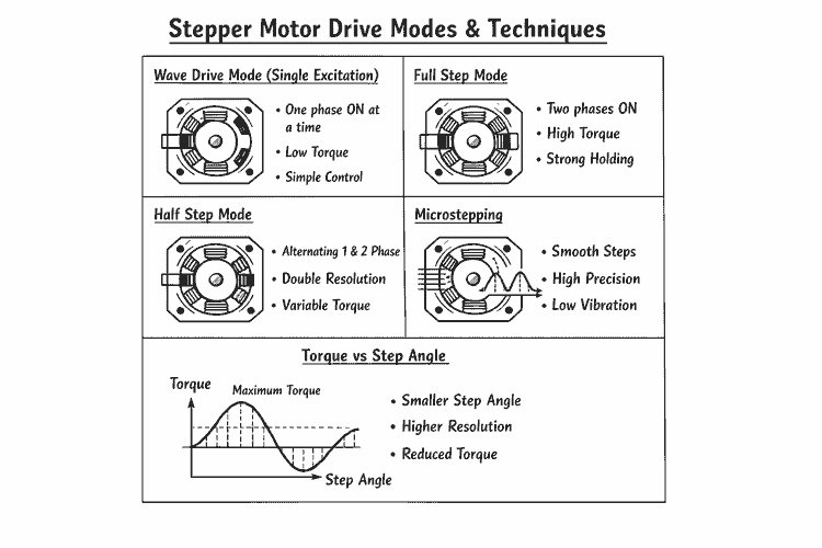 stepper motor drive modes diagram