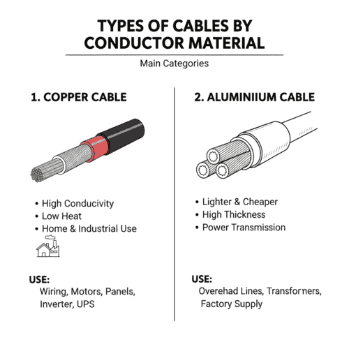 Types Of Cables based on conductor Example (केबल कितने प्रकार का होता है)
