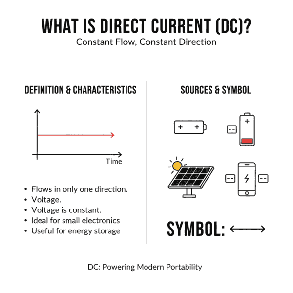 what is direct current diagram (प्रत्यक्ष धारा (DC) क्या है)