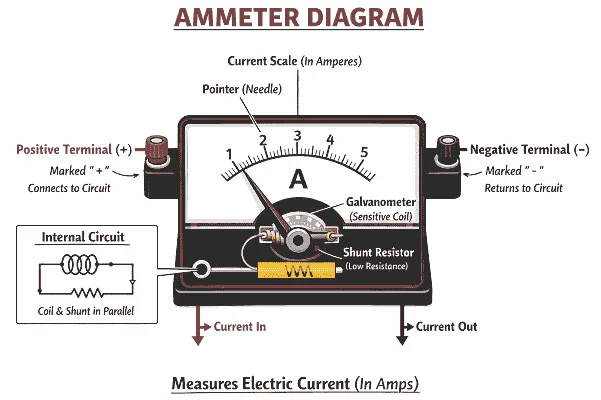 Ammeter Diagram (एमीटर क्या है और कैसे काम करता है)