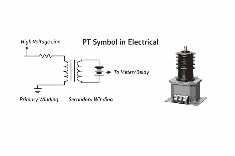 (PT) Potential Transformer Symbol In Electrical Diagram (PT Full Form in Electrical)