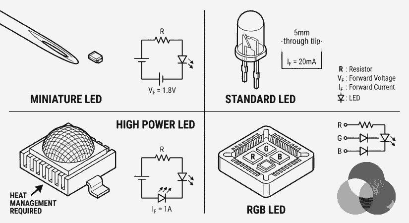 Types of Light Emitting Diode a explained image