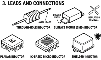 construction of inductor leads and connection