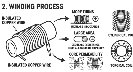 construction of inductor winding process