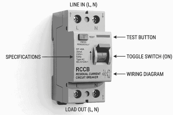 main parts of an rccb diagram (RCCB Full Form)
