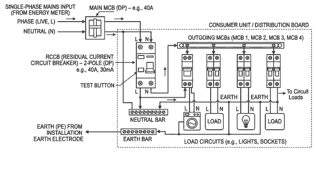 rccb connection wiring diagram