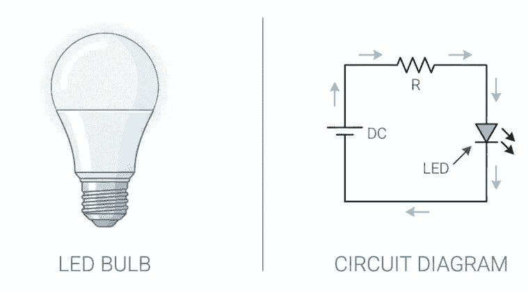 what is Light Emitting Diode a diagram who show led bulb and led circuit diagram