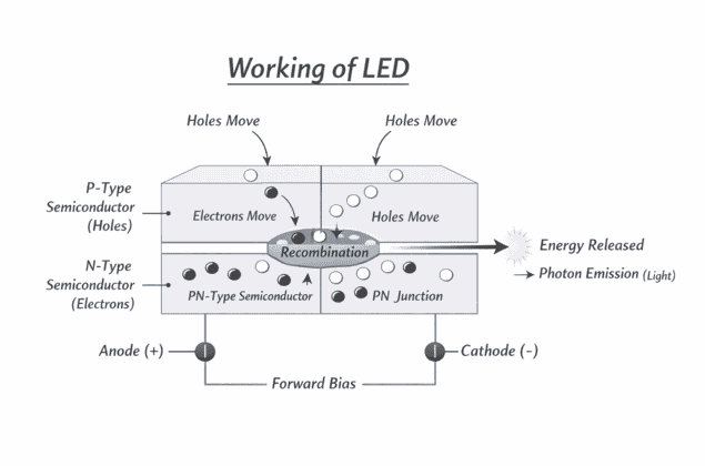 working principle diagram of Light Emitting Diode